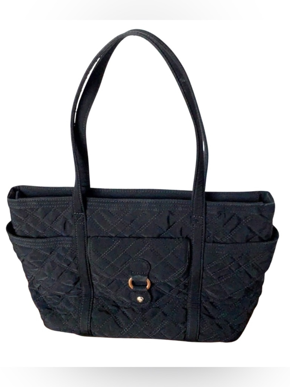Vera Bradley Black Quilted Shoulder Tote | Zebra Interior | EUC |  Retired
